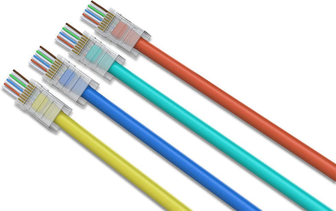 PETECHTOOL RJ45 CAT6A Pass Through Connectors - 50-Pack 23 AWG Gold Plated Modular Plug