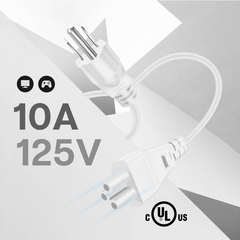 TNP Universal Power Cord (3 Feet) - IEC320 C5 to NEMA 5-15P 3-Prong Power Extension Cable for Laptop