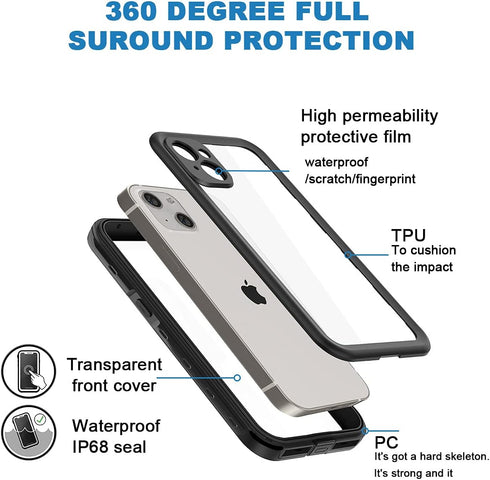 AICase Waterproof Case for iPhone 13 Mini, Snowproof Dustproof Shockproof IP68 Certified Full Body Protection