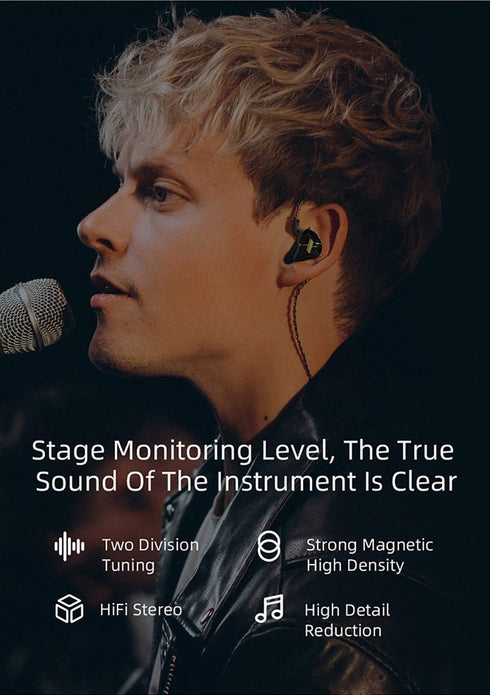 KZ EDX in-Ear Monitors, HiFi Stereo Stage/Studio IEM Wired Noise Isolating Sport Earphones with Detachable Cable 2Pin