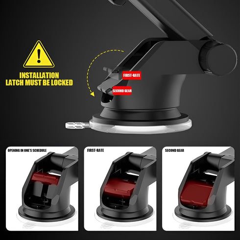 3 in 1 Car Phone Holder, Universal Dashboard Windshield Air Vent Mount, Suction Cup & Clip, Hands-Free for iPhone