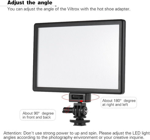 VILTROX L116T On-Camera Bi-Color LED Video Light 3300K-5600K with LCD Display, Dimmable Brightness