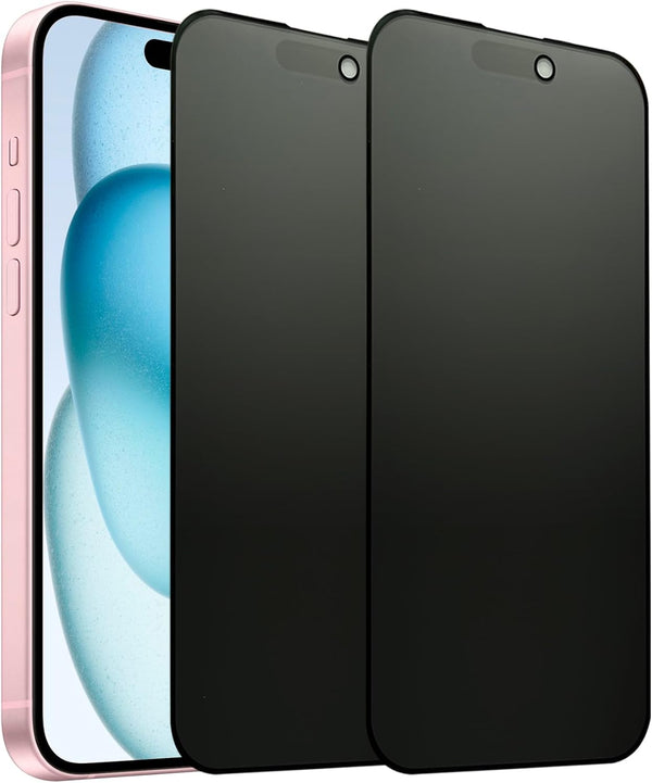 iPhone 15 Plus Matte Privacy Screen Protector 6.7" - 2 Pack, Anti-Spy, Scratch Resistant, Smooth Touch, Eye Protection.