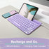 Macally Small Wireless Bluetooth Keyboard for Tablet and Phone, Rechargeable 78 Key iPad Keyboard with Stand - Purple