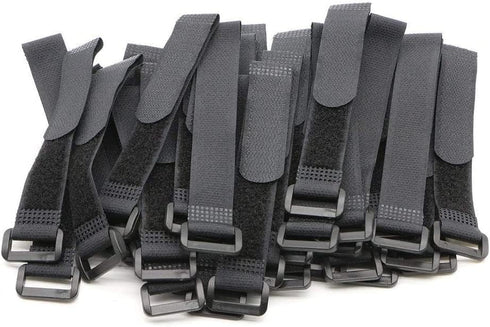25pcs Black Reusable Fastening Cable Straps, Hook and Loop Cable Tie Down Straps (1" x 18")