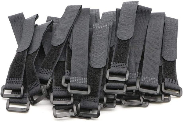 25pcs Black Reusable Fastening Cable Straps, Hook and Loop Tie Down Straps, 1" x 8"