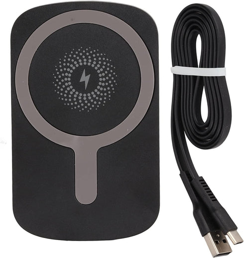 Magnetic Wireless Car Charger with 5W, 7.5W, 10W, 15W Output, Dashboard and Air Vent Phone Holder Charger (Black)