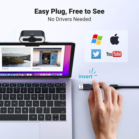 Generic 2K USB Webcam with Light for PC Laptop Computer Desktop MacBook