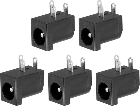 PATIKIL 5.5x2.1mm DC Power Connector, 5 Pack 3 Pin PCB Mounting Female Plug Jack