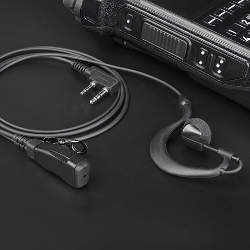 Two Way Radio Earpiece with PTT, Compatible with Kenwood 2.5mm+3.5mm 2-Pin Walkie Talkie Headsets - Single Wire Mic