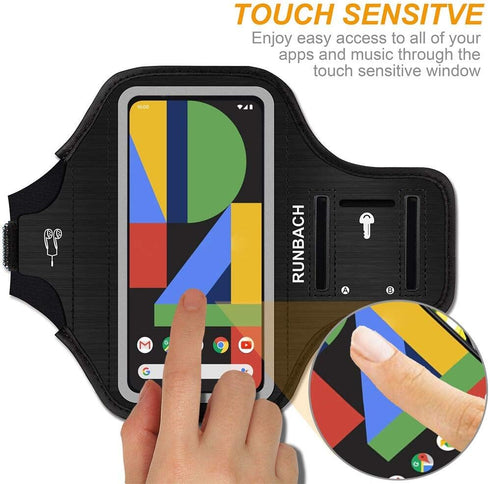 Running Armband for Google Pixel 8/7/6/6 Pro/5a/4XL/3a XL/3 XL, Exercise Case with Card Slot (Black)