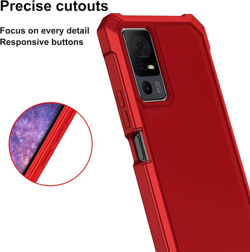Ailiber Slim Rugged Case for Jitterbug Smart 4 & TCL 40T/40XL, Dual Layer, Shock-Absorbing TPU Bumper, Red.
