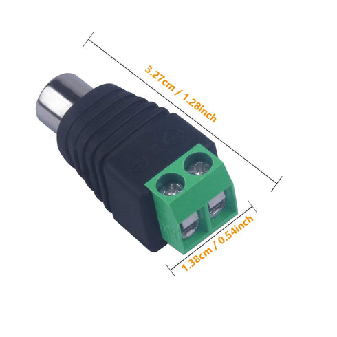 RCA to AV Screw Terminal Connector, Phono RCA Female Jack Solderless Converter, Audio/Video Connector for Speaker Wire
