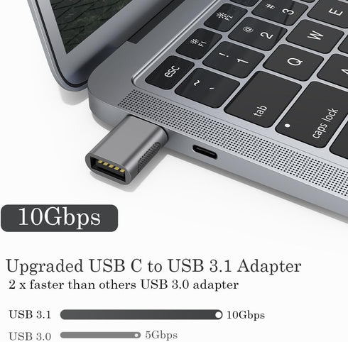 AuviPal 10Gbps USB C to USB 3.1 Adapter (4 Pack), Thunderbolt 4/3 to USB OTG Converter for iPhone 15, MacBook, iPad, iMac and More Type C Devices - Space Grey