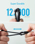 Anker Powerline II 3-in-1 Cable (3ft, Black) for iPhone, iPad, Samsung Galaxy, Huawei, HTC, LG, Sony Xperia, Android.