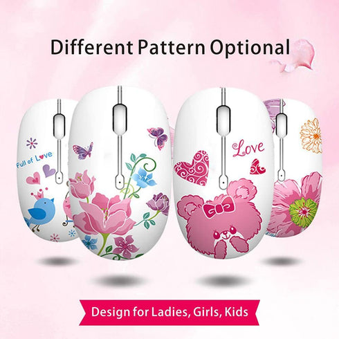 TENMOS M101 Wireless Mouse - Cute Silent Computer Mice with USB Receiver, 2.4G Optical Travel Mouse 1600 DPI (butterfly)