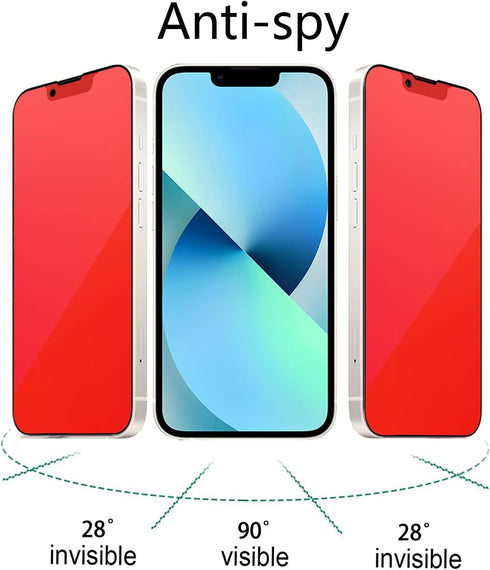 2 Pack Matte Anti-Blue Privacy Tempered Glass for iPhone 13 Pro/iPhone 13 / iPhone 14 Anti-glare Anti-Spy Screen Protector Anti-Peeping Film Colorful 6.1 inch