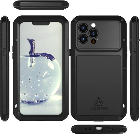 LOVE MEI Heavy Duty Case for iPhone 13 Pro Max, Outdoor Sports Waterproof, Shockproof, Dustproof with Tempered Glass