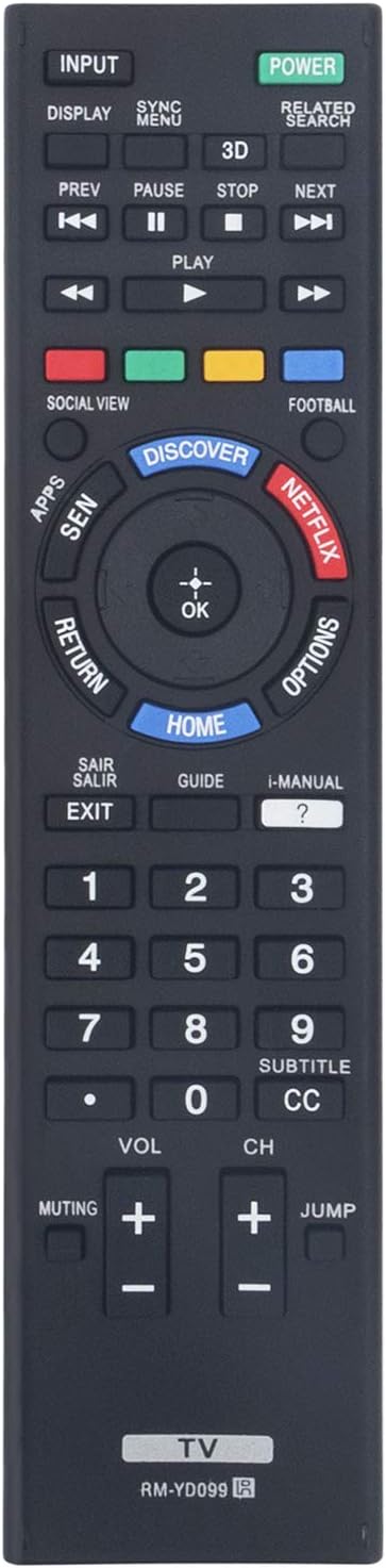 RM-YD099 Replacement Remote Control for Sony TV KDL-55W950B, KDL-65W950B, KDL-42W805B, KDL-55W805B, KDL-60W855B,