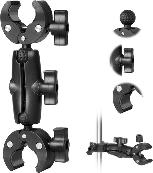 Sequpr Super Clamp Double Camera Clamp, Non-Slip Head Mount for Photography Light Stand, Umbrella, Selfie Stick