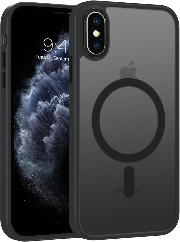 Telaso iPhone X/Xs Case - Slim, Shockproof, Anti-Scratch, Matte Black, Compatible with MagSafe Wireless Charging.
