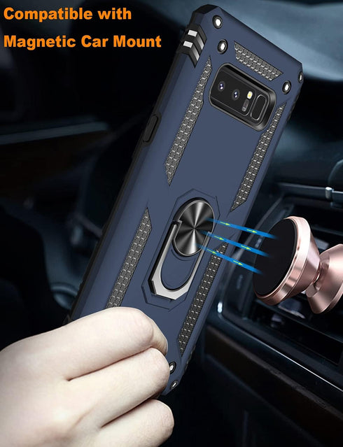 IKAZZ Galaxy Note 8 Case, Heavy Duty Shockproof Protective Phone Cover with Magnetic Kickstand, Blue, Pass 16ft Drop