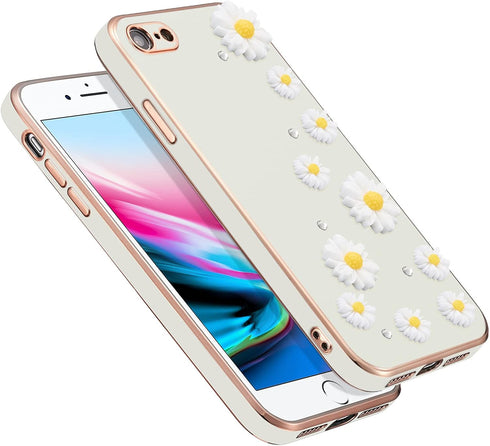 ZCDAYE Solid Color Daisy Case for iPhone 7/8/SE 2020, Shockproof Slim Soft TPU Bumper Cover with Camera Protection,