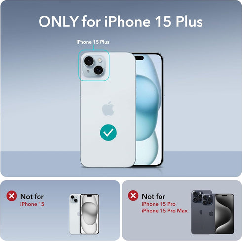 ESR Military-Grade Protective Case for iPhone 15 Plus, Clear Back Cover with Built-in Stash Stand, Compatible with