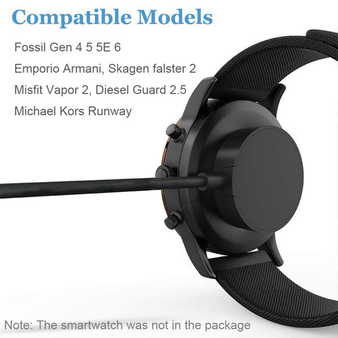 USB Charging Cable for Fossil Gen 4 Charger, Compatible with Gen 5E, 5, Gen 6, 3.3ft / 100cm (Black)