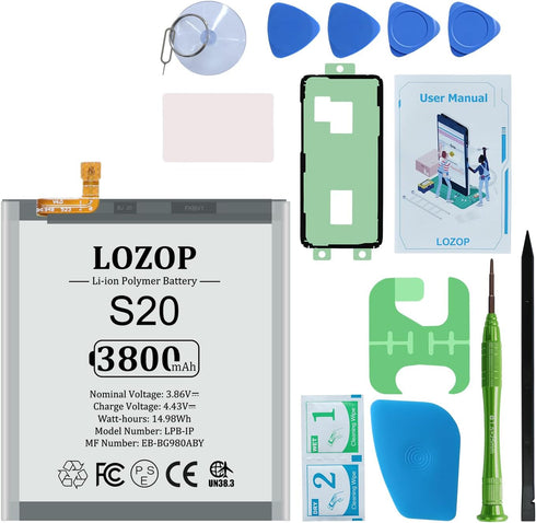 S20 Battery Replacement Kit for Samsung Galaxy S20 SM-980F/SM-G981U/U1/F/B/W with Repair Tools Kit