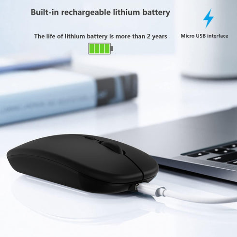 Wireless Bluetooth Mouse for iPad, iPhone, MacBook, Android, Dual-Mode Rechargeable Mice for Windows Laptop PC