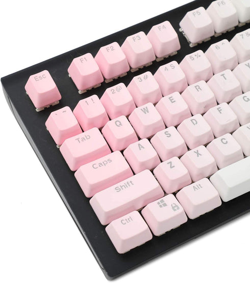 YMDK Double Shot 104 Dyed PBT Shine Through Keyset OEM Profile Keycap Set for Cherry MX Switches Mechanical Keyboard 104 87 61,Pink White Gradient (Only Keycap) by YMDK