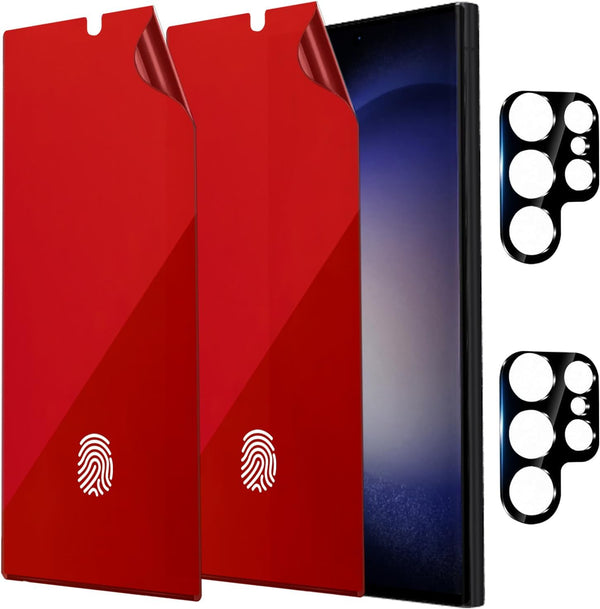 2 Pack Anti-Blue Privacy Screen Protector for Samsung Galaxy S23 Ultra - Anti-Spy Soft Red Film, 6.8 Inch