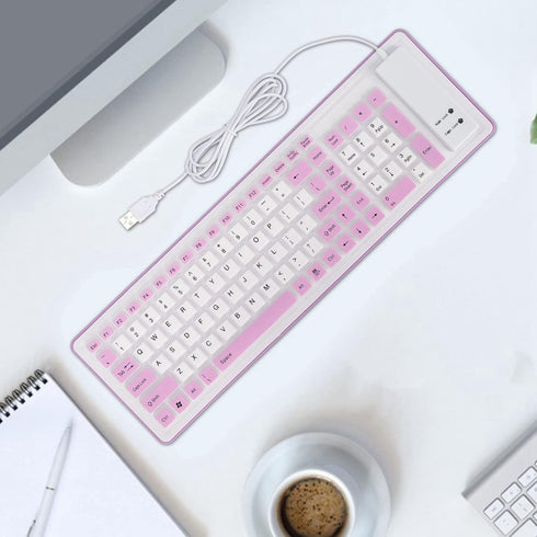 Foldable Silicone Keyboard, 103 Keys Wired Bluetooth Waterproof Rollup Keyboard for PC Notebook Laptop