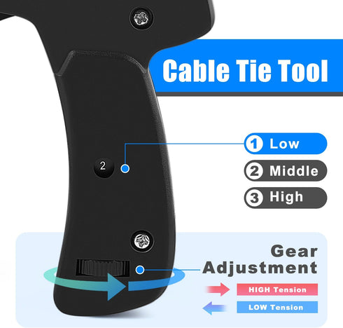 Knoweasy Cable Tie Gun - Fastening and Flush Cutting Tool for Nylon Cable Ties with Steel Handle