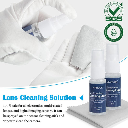 ARVOK Professional Camera Cleaning Kit (32 pcs), Air Blower, Cleaning Pen, Spray, Cloth for Canon, Nikon, Sony