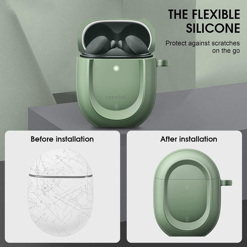 CaseBot Protective Cover for Pixel Buds A-Series and Pixel Buds 2 - Rugged Shield with Front LED Visible