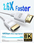 8K 15 48Gbps 2.1 8K@60Hz, 4K@120Hz, HDR10+, Dolby, 3D, HDCP2.3 Laptop/Monitor/HDTV/Soundbar/Blu-ray/PS5/Xbox White HDMI