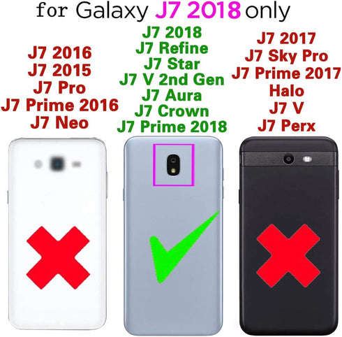 Phone Case for Samsung Galaxy J7 Star J 7 Crown 7J Refine 2018, PU Leather Flip Wallet Case, Black