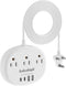 India to US Plug Adapter, 3 American Outlets & 4 USB Ports (2 USB-C), 24W Type D Travel Adapter for USA to India