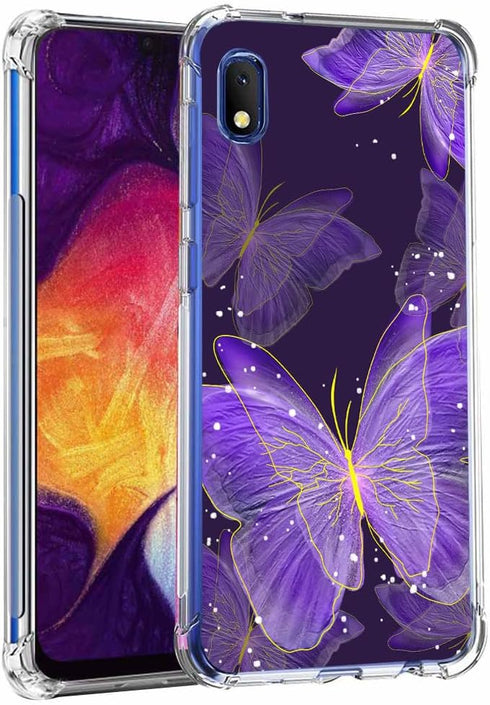 FollmeAir for Samsung Galaxy A10E Case, Slim Flexible TPU for Girls Women, Purple Butterfly Airbag Bumper Cover