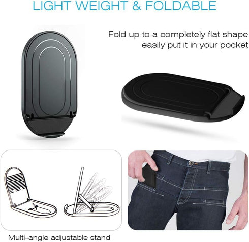 Cell Phone Stand for Desk, 6 Pack Black Portable Foldable Desktop Holder, Adjustable Universal Multi-Angle Cradle