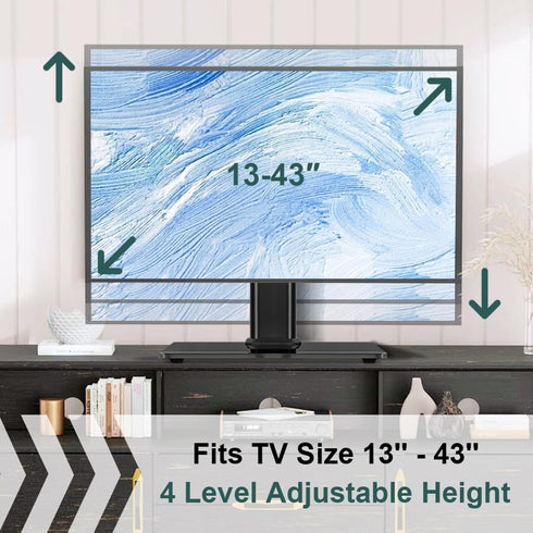 BFTOU 13"43" 4 77lbs Universal TV Stand for TVs Swivel Level Height Adjustable Table Top TV Mount Stand Holds up
