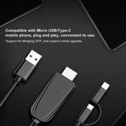 Micro USB/Type-C Adapter HDMI Cable, 1080P Bluetooth Same Screen Cable for Android Mobile Phone to HDMI TV, Monitor