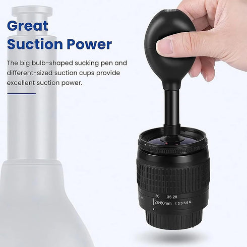 CHICHIYANG 7pcs Set Lens Sucker Kit, Suction Pen and Suction Cups, Changeable Anti-Static, ESD Conductive Silicone