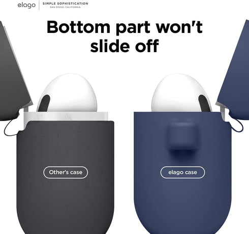 elago Silicone Case for AirPods 3rd Generation, Carabiner Included, Supports Wireless Charging, Shock Resistant (Jean