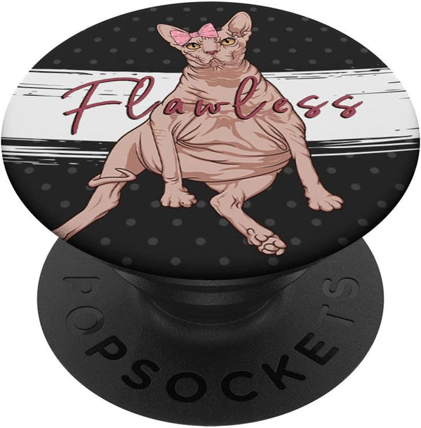 Funny Sphynx Cat Flawless Naked Cat Fat Hairless Cat PopSockets Grip and Stand for Phones and Tablets