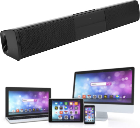 Lazmin112 Wireless Bluetooth Speaker, Long Bar Subwoofer with AUX Connection, FM Radio, 360° Surround Sound