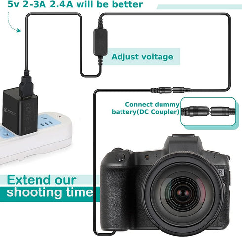 USB Cable AC-LS5 Drop Voltage Cable 5V-4.2V Camera Adapter + DK-X1 DC Coupler NP-BX1, NPBX1 Dummy Battery for Sony