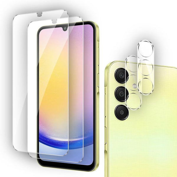 2+2 Pack Tempered Glass Screen Protector for Samsung Galaxy A25 5G with Ultra HD Camera Lens Protector